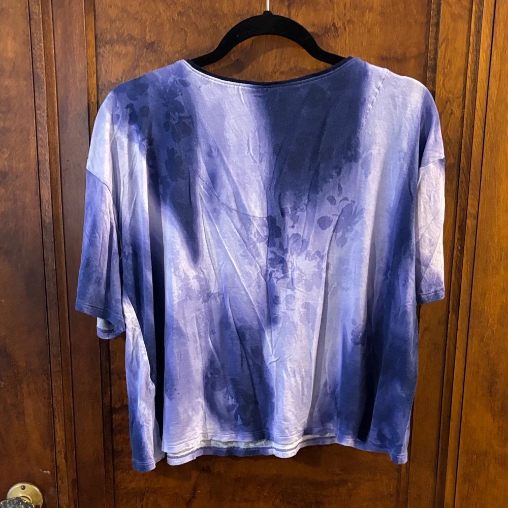 Simply Vera Wang Purple Floral Short Sleeve Tee & Short Lounge Set Size L